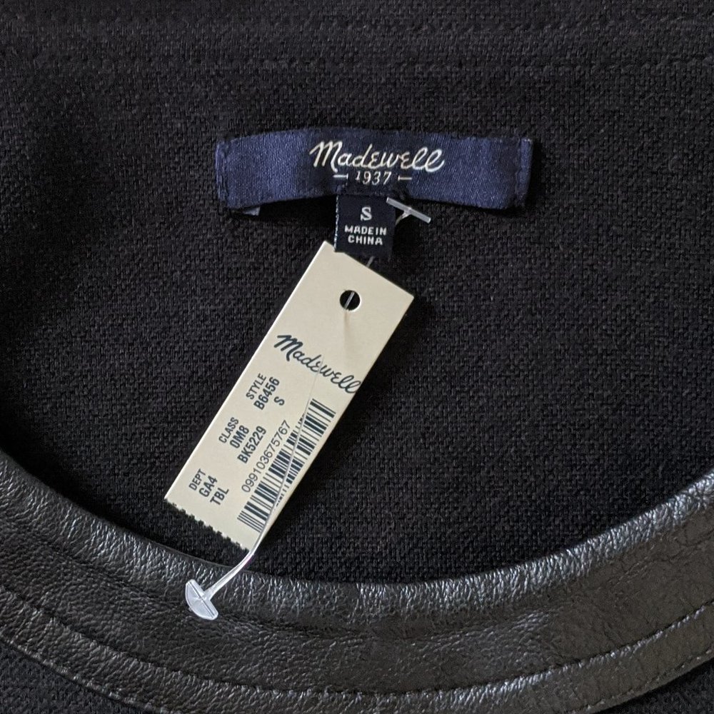 NEW Madewell Leather Trim Pique Ponte Dress S - Picture 5 of 10